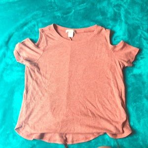 Bozzolo cold shoulder shirt color pinky white